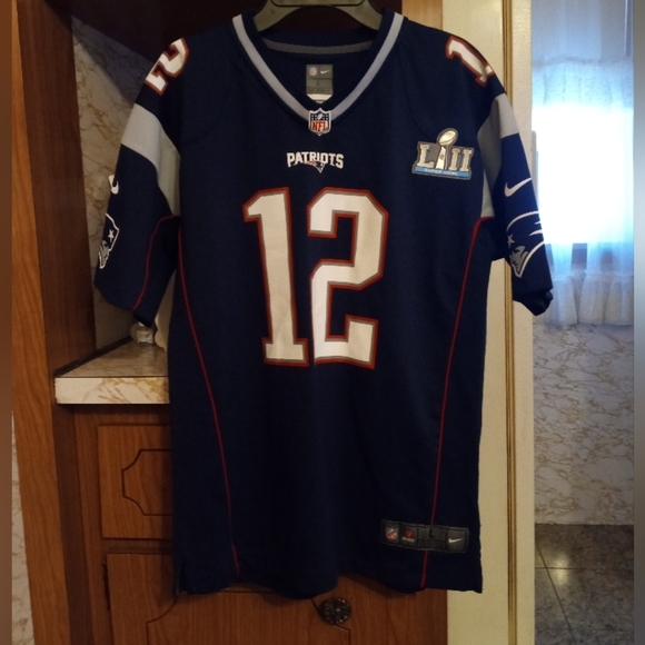 Retired NFL Tom Brady #12 Nike SUPERBOWL 52 New England Patriots, Youth L 14-16 - Picture 1 of 10